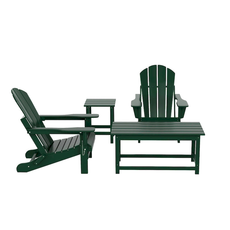 Set conversazione (4 pezzi) Polytrends Laguna di sedie pieghevoli Adirondack da esterno in HDPE per tutte le stagioni