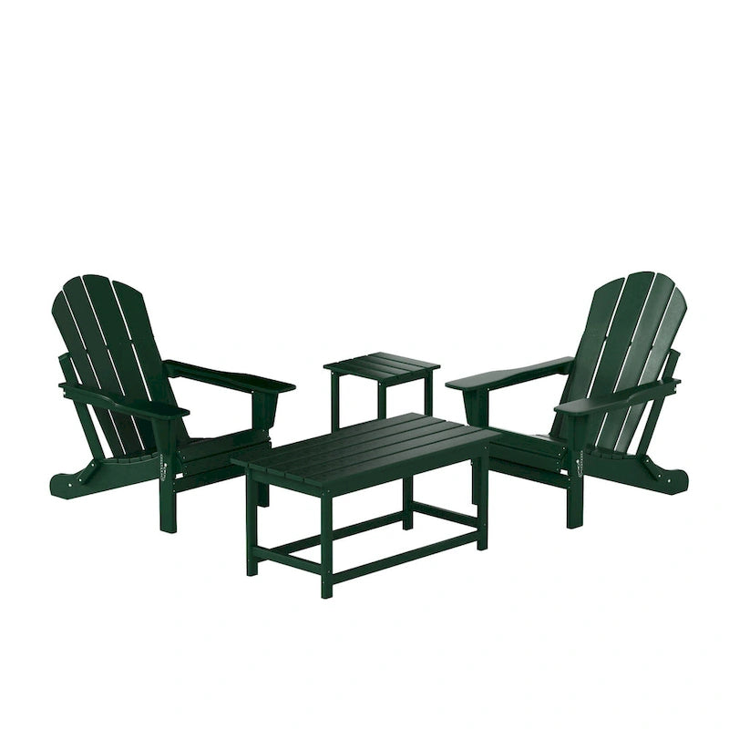 Set conversazione (4 pezzi) Polytrends Laguna di sedie pieghevoli Adirondack da esterno in HDPE per tutte le stagioni