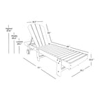 Polytrends Laguna HDPE Chaise longue de piscine inclinable, sans accoudoirs, avec roulettes, toutes saisons, pour extérieur