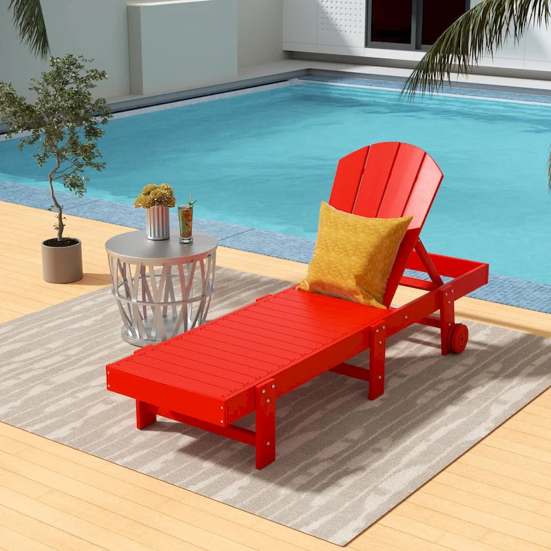 Polytrends Laguna HDPE Chaise longue de piscine inclinable, sans accoudoirs, avec roulettes, toutes saisons, pour extérieur
