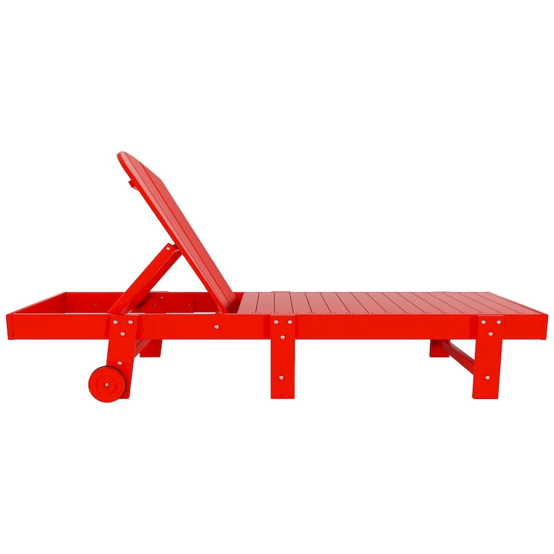 Polytrends Laguna HDPE Chaise longue de piscine inclinable, sans accoudoirs, avec roulettes, toutes saisons, pour extérieur