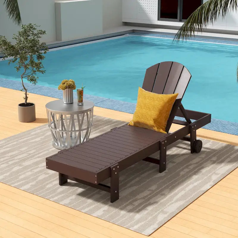Polytrends Laguna HDPE Chaise longue de piscine inclinable, sans accoudoirs, avec roulettes, toutes saisons, pour extérieur