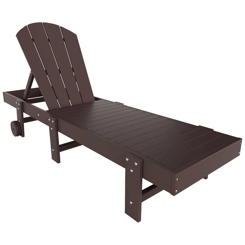 Polytrends Laguna HDPE Chaise longue de piscine inclinable, sans accoudoirs, avec roulettes, toutes saisons, pour extérieur