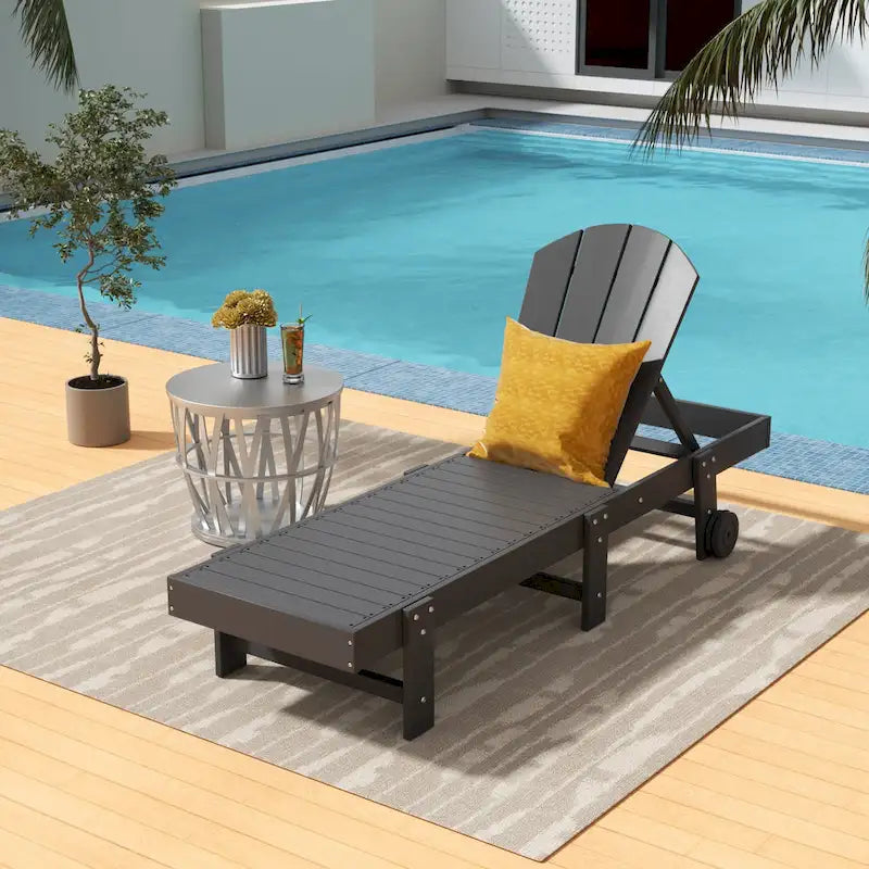 Polytrends Laguna HDPE Chaise longue de piscine inclinable, sans accoudoirs, avec roulettes, toutes saisons, pour extérieur
