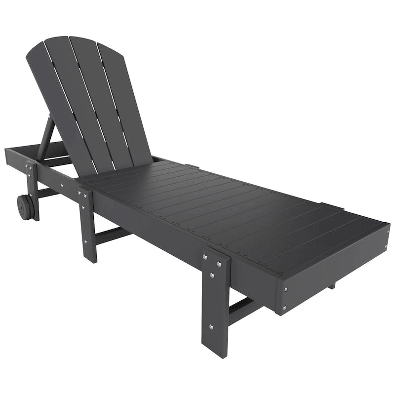 Polytrends Laguna HDPE Chaise longue de piscine inclinable, sans accoudoirs, avec roulettes, toutes saisons, pour extérieur