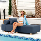 JaxxAlvyOutdoor Sun Lounger - Luxurious Sunbed with Wood Feet Sunbrella