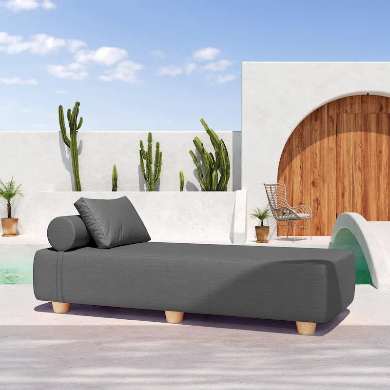 JaxxAlvyOutdoor Lettino Prendisole - Lussuoso Lettino con Piedini in Legno Sunbrella