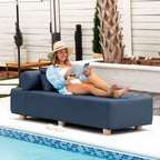 JaxxAlvyOutdoor Lettino Prendisole - Lussuoso Lettino con Piedini in Legno Sunbrella
