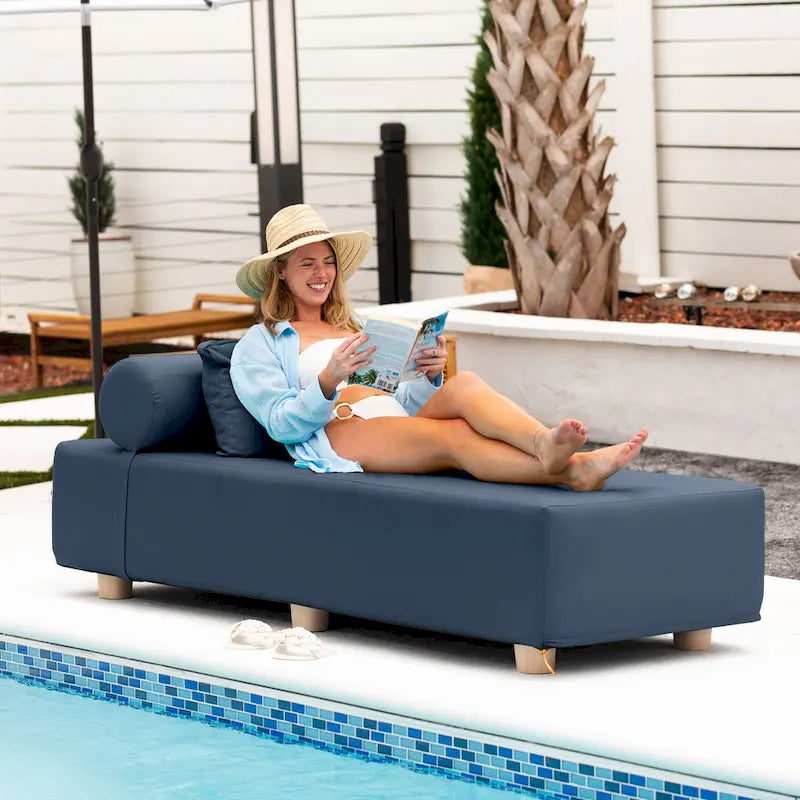 JaxxAlvyOutdoor Lettino Prendisole - Lussuoso Lettino con Piedini in Legno Sunbrella