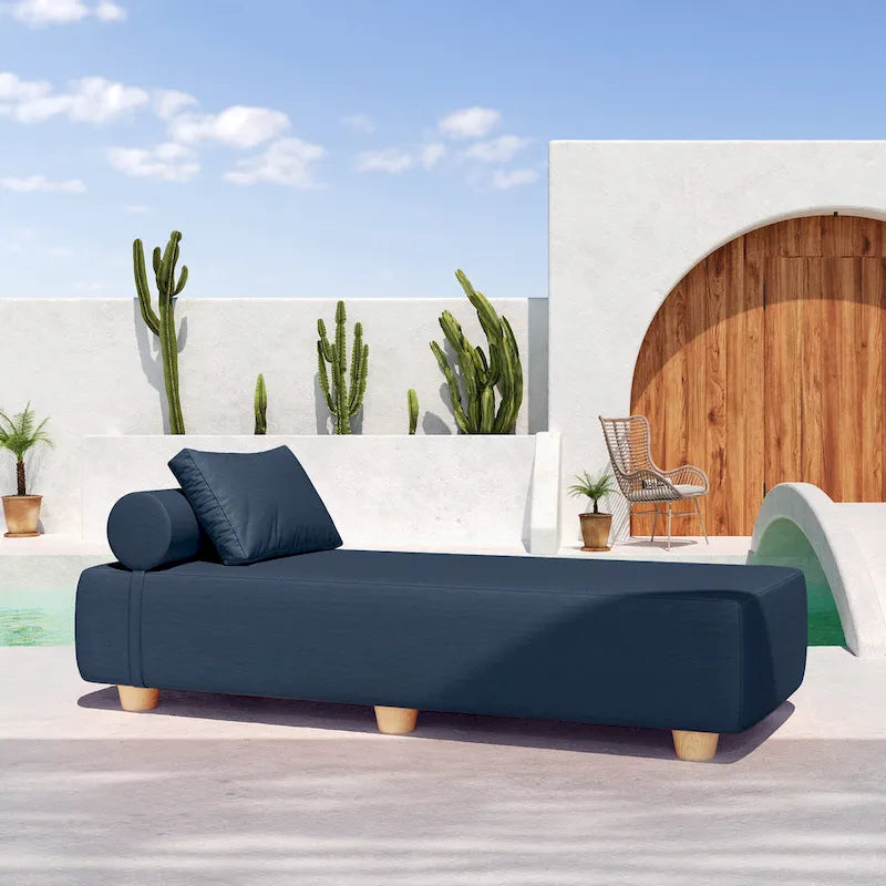JaxxAlvyOutdoor Lettino Prendisole - Lussuoso Lettino con Piedini in Legno Sunbrella