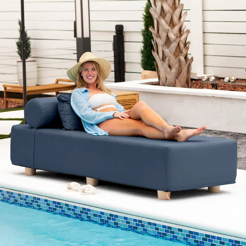 JaxxAlvyOutdoor Lettino Prendisole - Lussuoso Lettino con Piedini in Legno Sunbrella