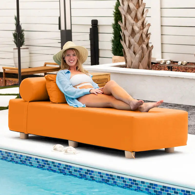 JaxxAlvyOutdoor Lettino Prendisole - Lussuoso Lettino con Piedini in Legno Sunbrella
