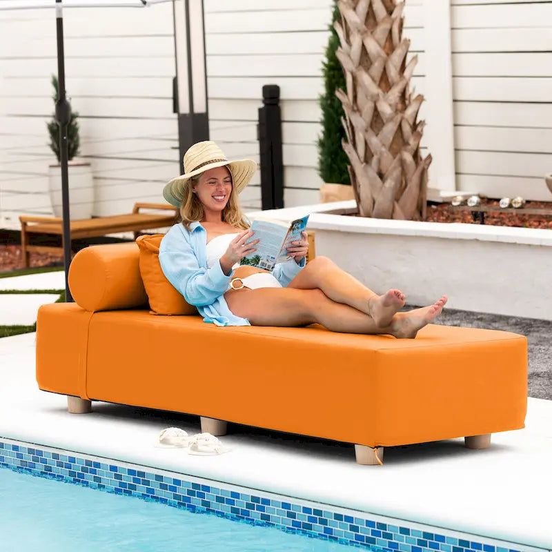 JaxxAlvyOutdoor Lettino Prendisole - Lussuoso Lettino con Piedini in Legno Sunbrella