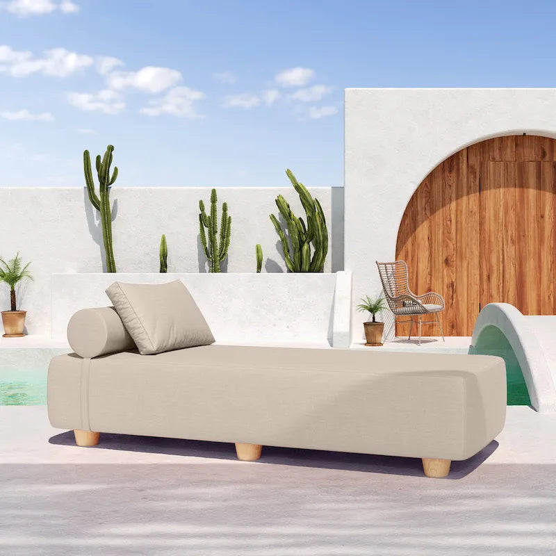 JaxxAlvyOutdoor Lettino Prendisole - Lussuoso Lettino con Piedini in Legno Sunbrella