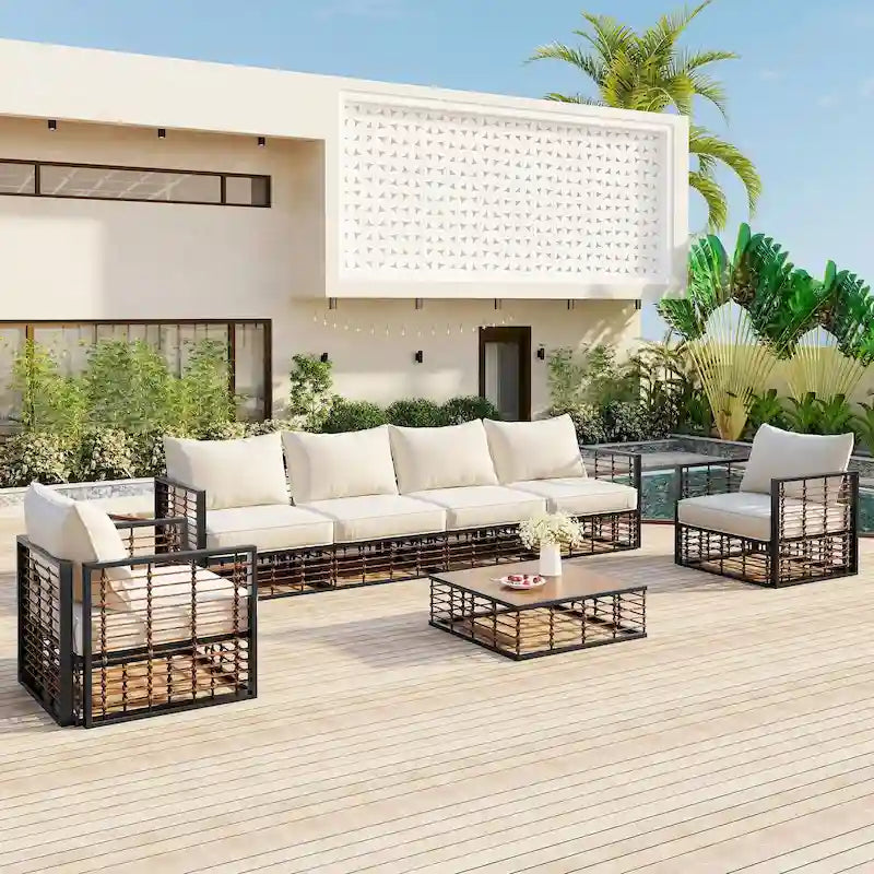 Divano sezionale moderno minimalista da esterni a 7 pezzi in metallo