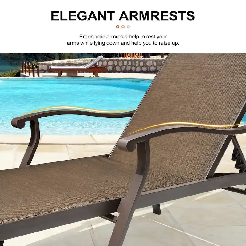 Set di lettini da piscina con 2 sedie a sdraio e tavolino - Guarda l'immagine