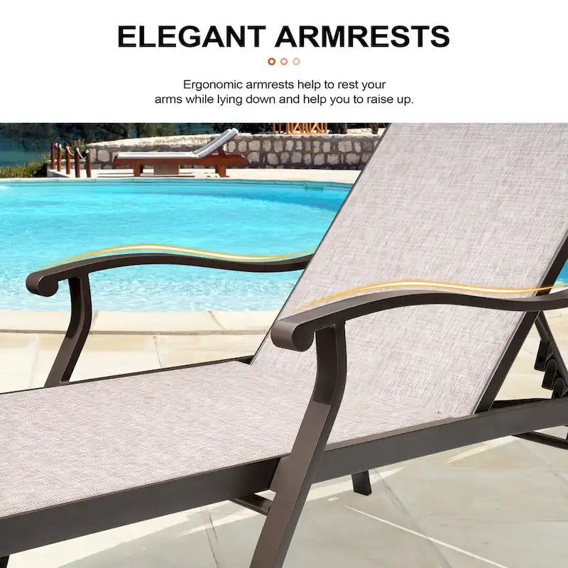 Set di lettini da piscina con 2 sedie a sdraio e tavolino - Guarda l'immagine