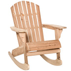 Outsunny Sedia a Dondolo Adirondack in Legno, Design a Doghe, Schienale a Ventaglio e Stile Rustico Classico, Teak