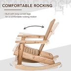 Outsunny Sedia a Dondolo Adirondack in Legno, Design a Doghe, Schienale a Ventaglio e Stile Rustico Classico, Teak