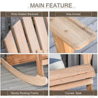 Outsunny Sedia a Dondolo Adirondack in Legno, Design a Doghe, Schienale a Ventaglio e Stile Rustico Classico, Teak