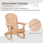 Outsunny Sedia a Dondolo Adirondack in Legno, Design a Doghe, Schienale a Ventaglio e Stile Rustico Classico, Teak