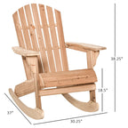 Outsunny Sedia a Dondolo Adirondack in Legno, Design a Doghe, Schienale a Ventaglio e Stile Rustico Classico, Teak