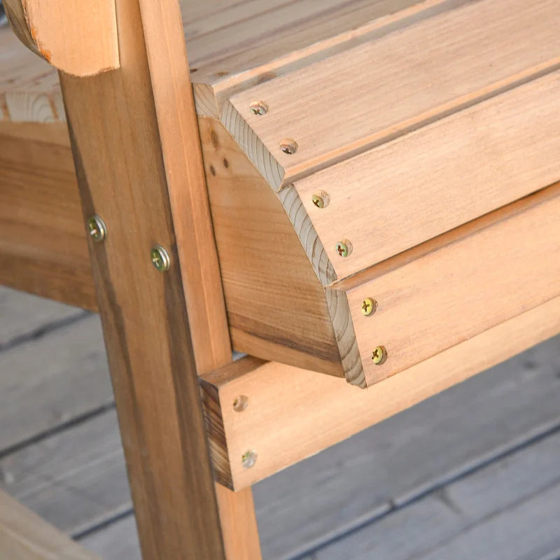 Outsunny Sedia a Dondolo Adirondack in Legno, Design a Doghe, Schienale a Ventaglio e Stile Rustico Classico, Teak