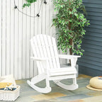 Outsunny Sedia a Dondolo Adirondack in Legno, Design a Doghe, Schienale a Ventaglio e Stile Rustico Classico, Teak