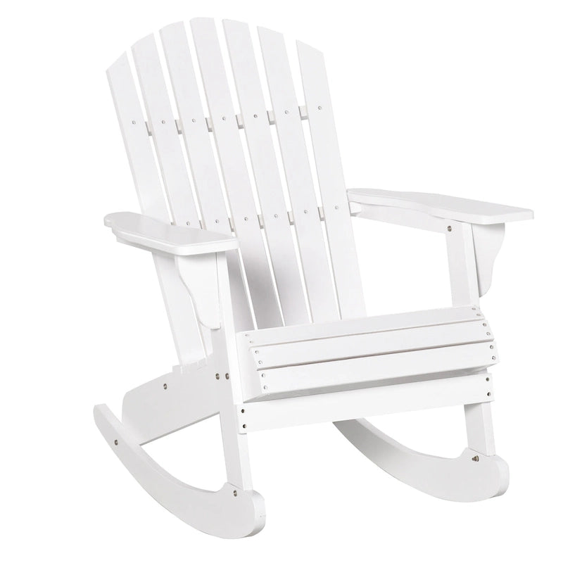 Outsunny Sedia a Dondolo Adirondack in Legno, Design a Doghe, Schienale a Ventaglio e Stile Rustico Classico, Teak