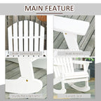 Outsunny Sedia a Dondolo Adirondack in Legno, Design a Doghe, Schienale a Ventaglio e Stile Rustico Classico, Teak