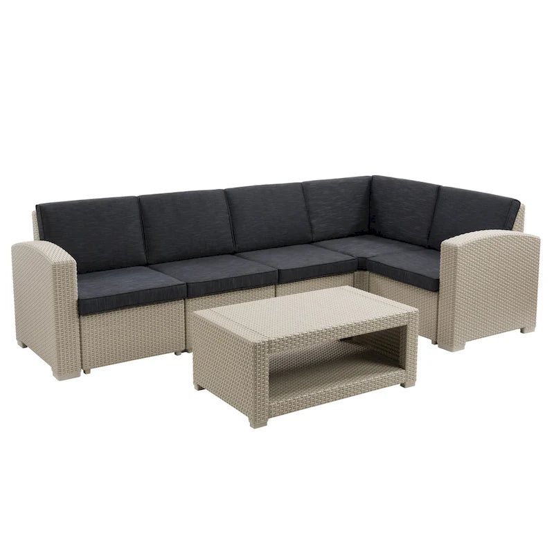 Set componibile da esterno in rattan Lake Front di CorLiving, 6 pz
