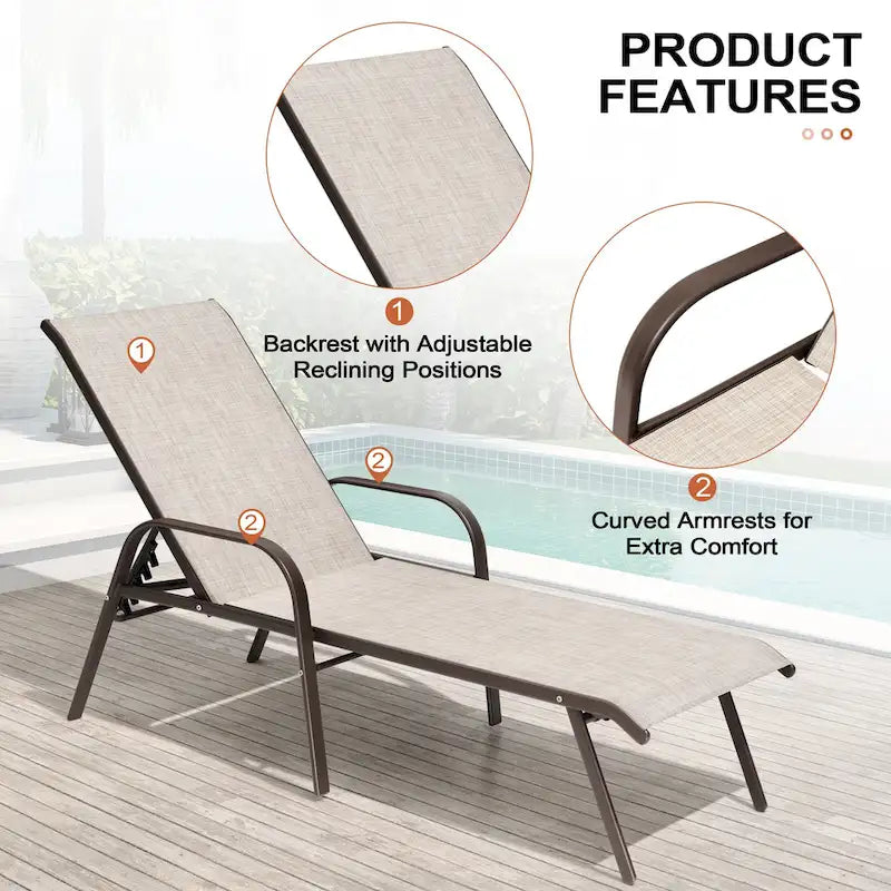 Chaises longues de patio réglables Crestlive Products (lot de 2)
