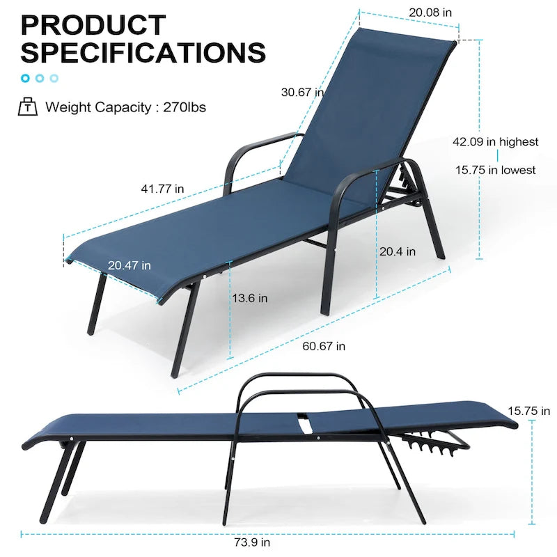 Chaises longues de patio réglables Crestlive Products (lot de 2)