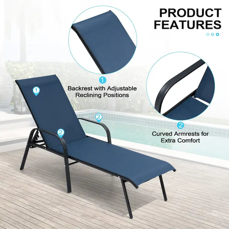 Chaises longues de patio réglables Crestlive Products (lot de 2)