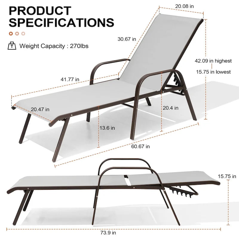 Chaises longues de patio réglables Crestlive Products (lot de 2)