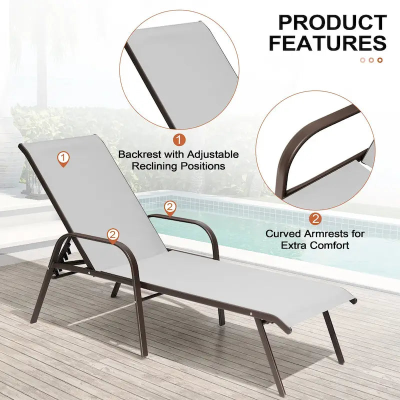 Chaises longues de patio réglables Crestlive Products (lot de 2)