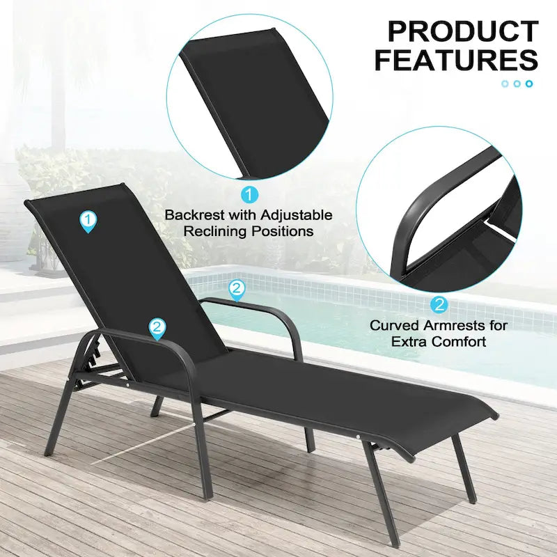 Chaises longues de patio réglables Crestlive Products (lot de 2)