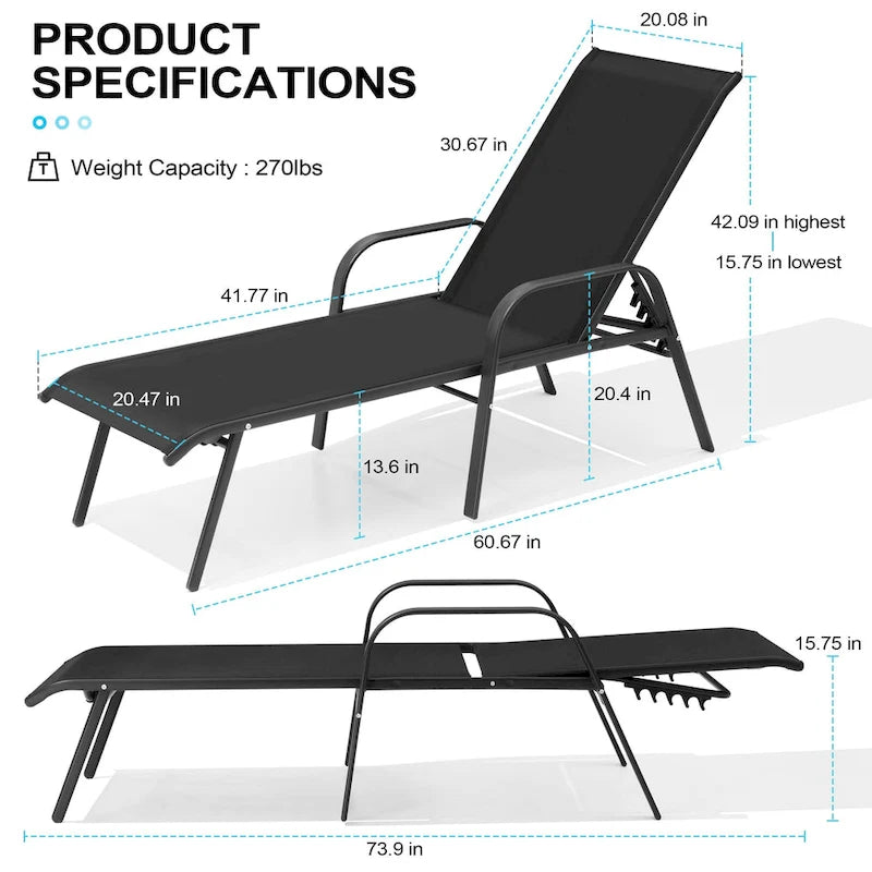 Chaises longues de patio réglables Crestlive Products (lot de 2)