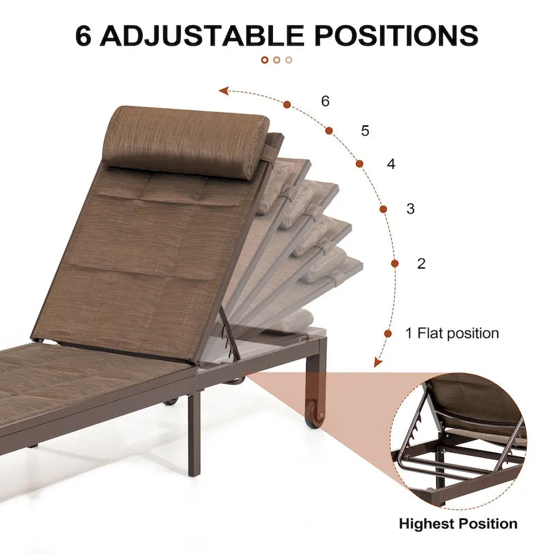 Chaises longues de patio réglables Crestlive Products (lot de 2)