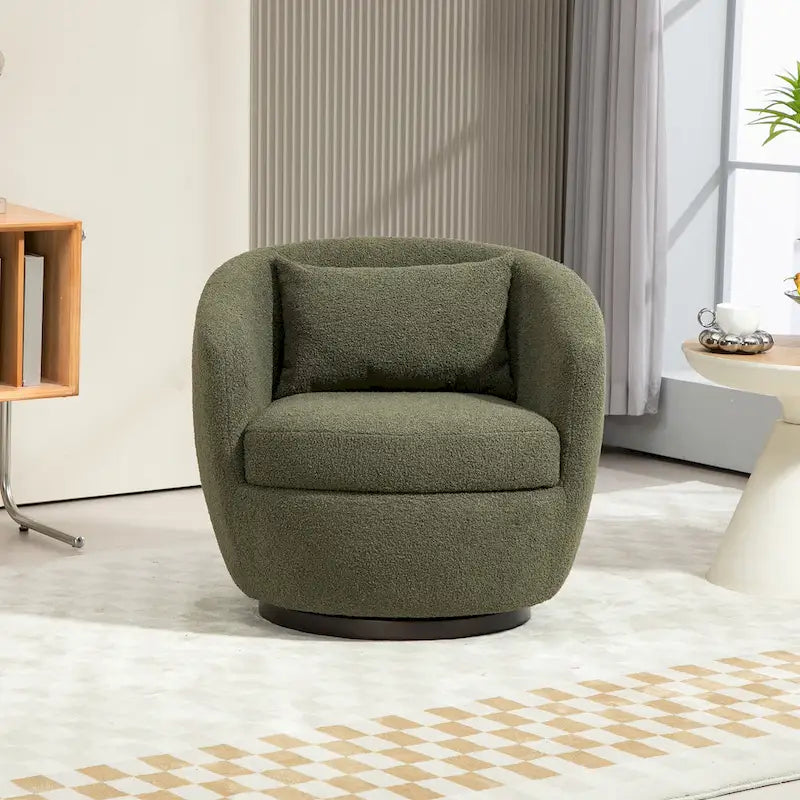 Poltrona Girevole Imbottita a Botte con Contenitore, Sedia Moderna da Salotto per Camera da Letto/Ufficio/Zone Lettura