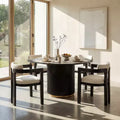 Christopher Knight Home Shankar, set da pranzo moderno da 5 pezzi con tavolo rotondo e sedie imbottite in legno di caucciù