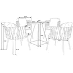 LeisureMod Spencer, sedia da pranzo da esterno con cuscini, design moderno con trama in corda e telaio in metallo, per giardino e bordo piscina.