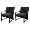 Four Seasons Courtyard Canmore Captain Outdoor Patio Arm Chair Backyard Furniture Set with Olefin Cushions & Supportive Aluminum Frame, 2 Pack, Black
