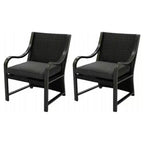 Four Seasons Courtyard Canmore Captain Outdoor Patio Arm Chair Backyard Furniture Set with Olefin Cushions & Supportive Aluminum Frame, 2 Pack, Black