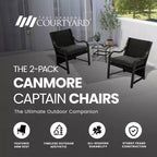 Four Seasons Courtyard Canmore Captain Set Mobili da Giardino per Esterni con Cuscini in Olefin e Robusto Telaio in Alluminio, 2 Pezzi, Nero