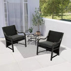 Four Seasons Courtyard Canmore Captain Set Mobili da Giardino per Esterni con Cuscini in Olefin e Robusto Telaio in Alluminio, 2 Pezzi, Nero