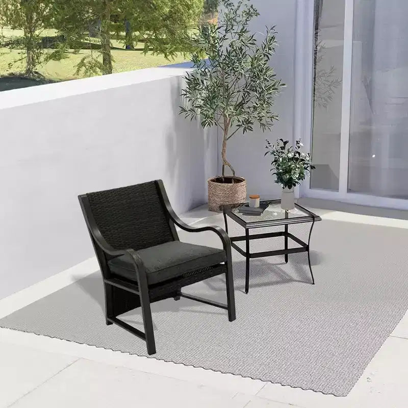 Four Seasons Courtyard Canmore Captain Set Mobili da Giardino per Esterni con Cuscini in Olefin e Robusto Telaio in Alluminio, 2 Pezzi, Nero