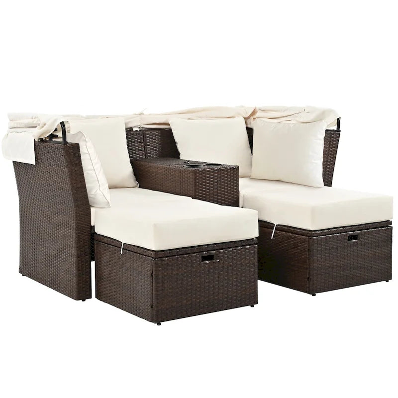 Set Divano Letto da Esterno con tettuccio parasole