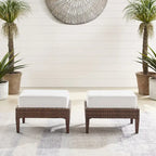 Crosley Capella Outdoor Wicker Ottoman (Set of 2) - 18x25.75x17.5