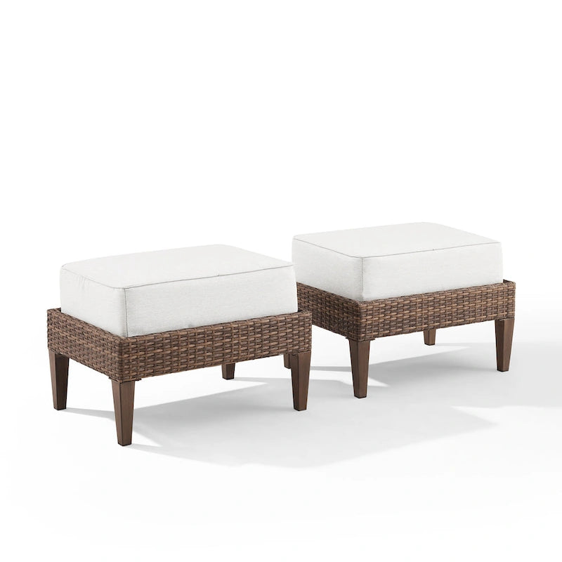 Ottoman en osier d'extérieur Capella de Crosley (lot de 2) – 18x25,75x17,5